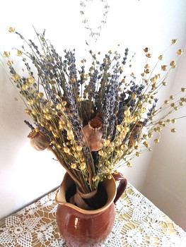 Sušené květiny do vázy Levandule a len