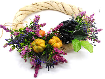 Podzimní věnec na dveře RŮŽOVÝ VŘES