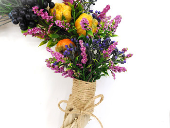 Podzimní věnec na dveře RŮŽOVÝ VŘES